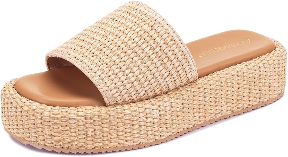 Monrovia Platform Sandals Women Raffia Wicker Espadrilles