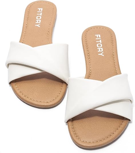Women's Flat Sandals Fashion Slides With Soft Leather