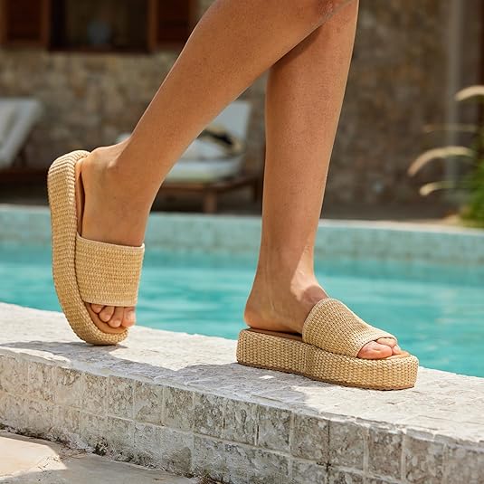 Monrovia Platform Sandals Women Raffia Wicker Espadrilles